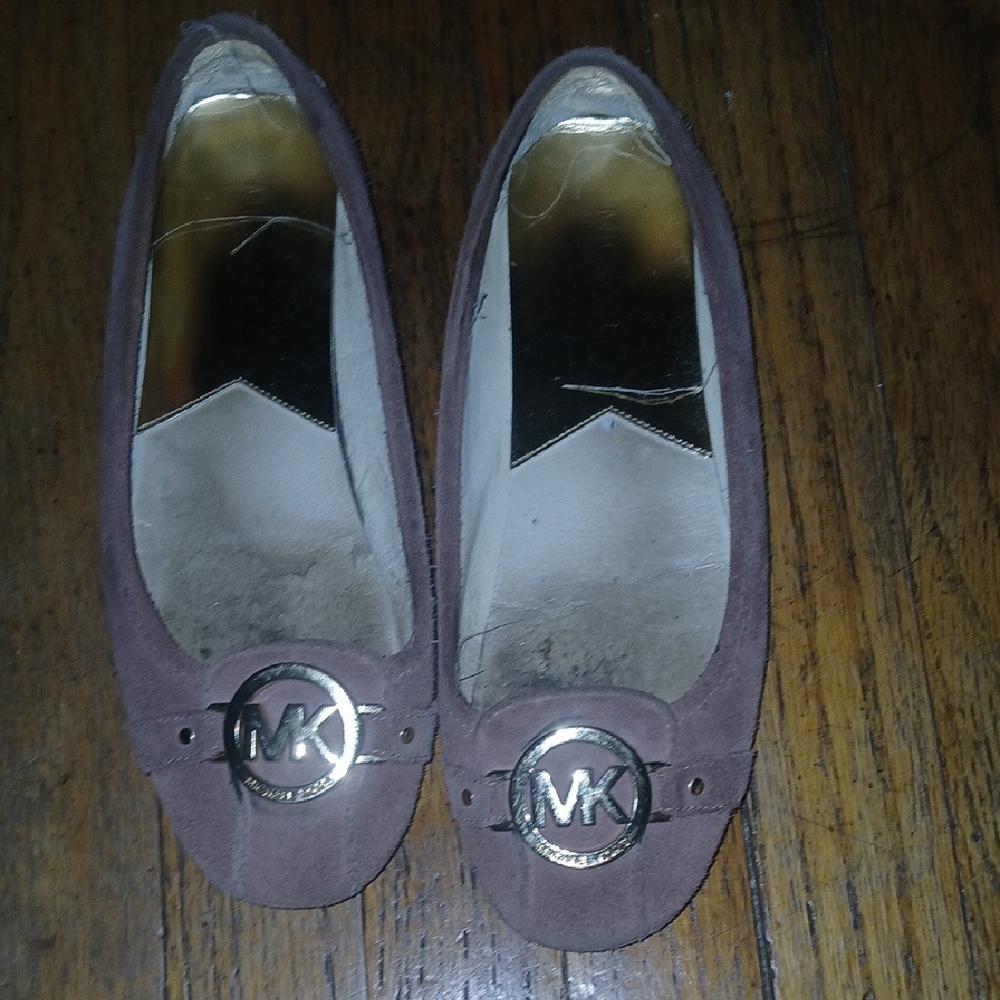 Michael Kors Suede Flats with Gold Logo